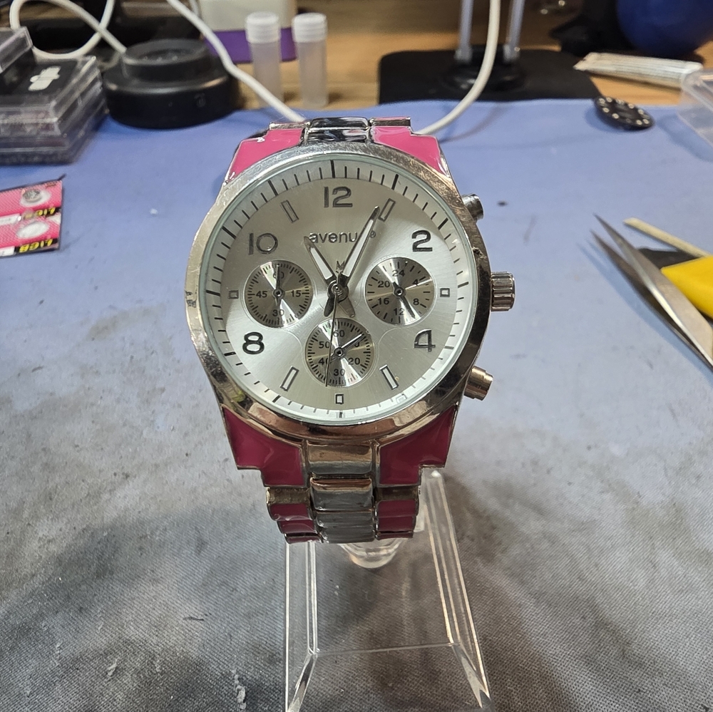 Avenue Silver and Pink  Watch